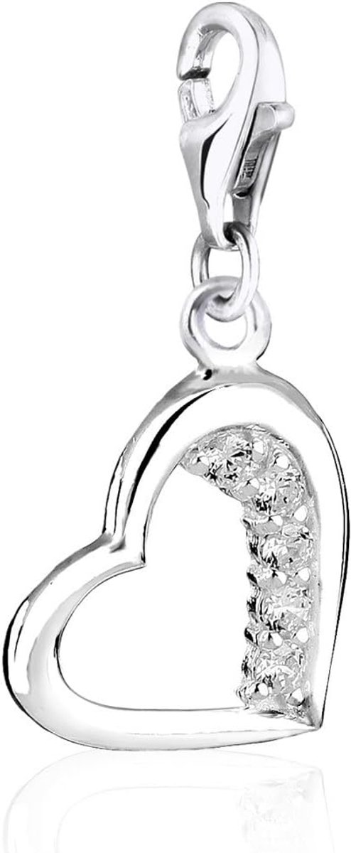 Hartvormige karabijnhaak, bedelhanger voor bedelarmband van 925 sterling zilver 716095-019