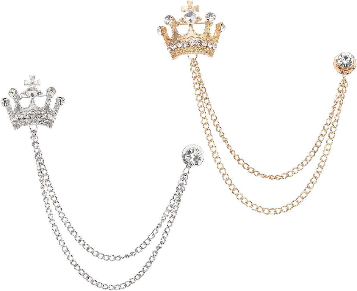 Kroon Opknoping Ketting Broche Pins, Strass Pak Pins Fashion Crystal Reversspeldjes
