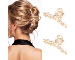 SnelShoppen - Reaky Strass Haarspelden Goudkleurig - Metalen Haarspelden met Fonkelende Strass - Elegante Haaraccessoires voor Dames - Perfect voor Fe