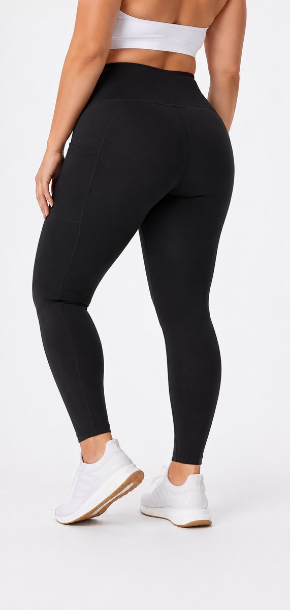 SparkNine Softcurve plus size legging - met zijzakken - 5XL - zwart - zachte stof - ademend - niet doorschijnend van Bellivalini — afbeelding 3