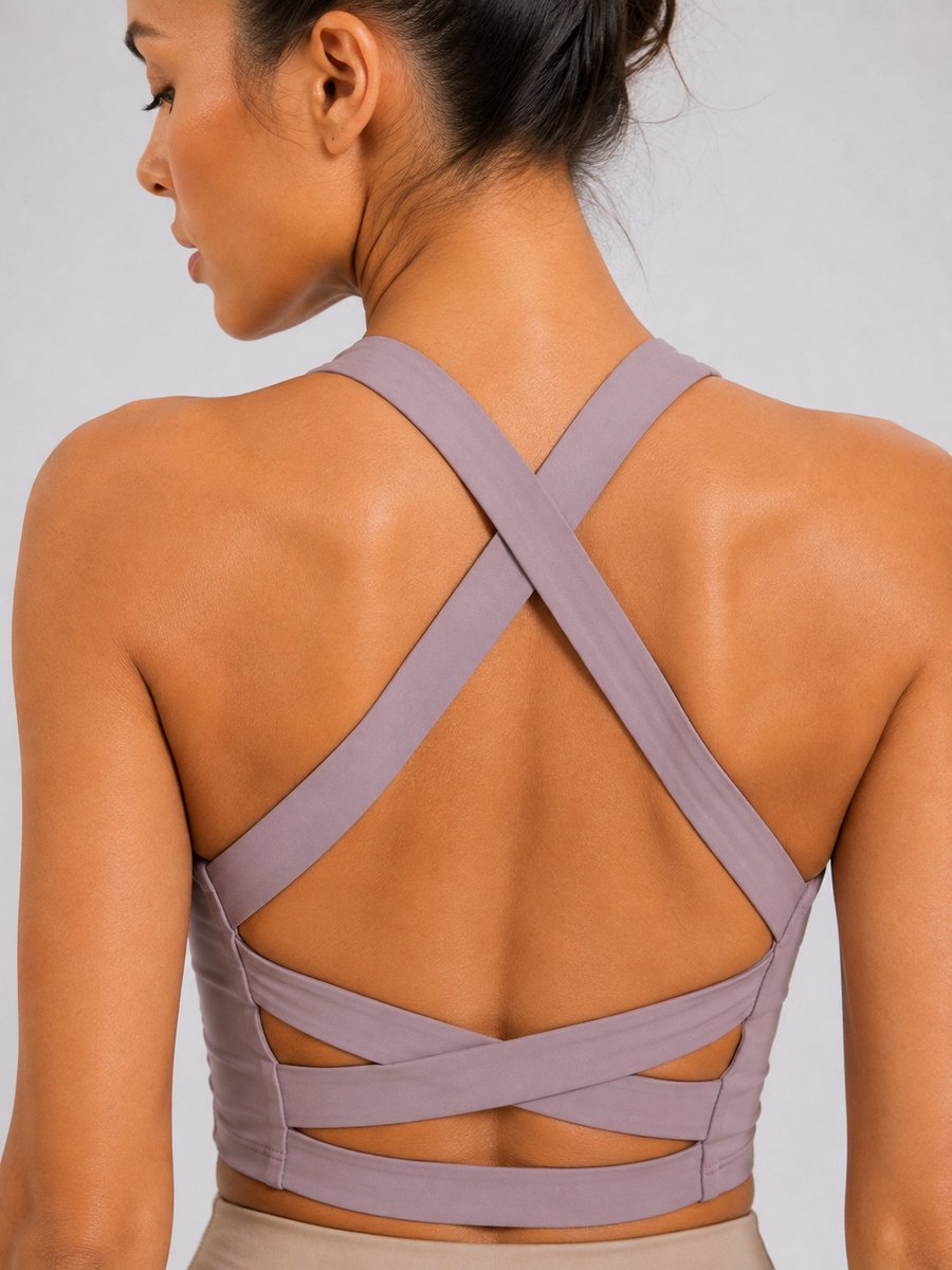 SparkNine Sculptactive sporttop - met ingebouwde sportbeha - verwijderbare pads - XL - paars - high impact ondersteuning - kruisrug - ademend & stijlvol