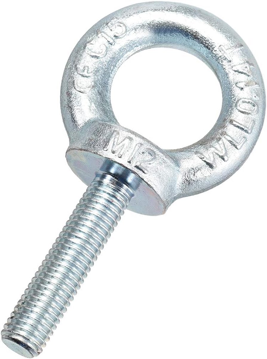 sourcing map Hebering bouten M12 x 50 mm mannelijke draad C15 koolstofstaal om op te hangen, 2 stuks