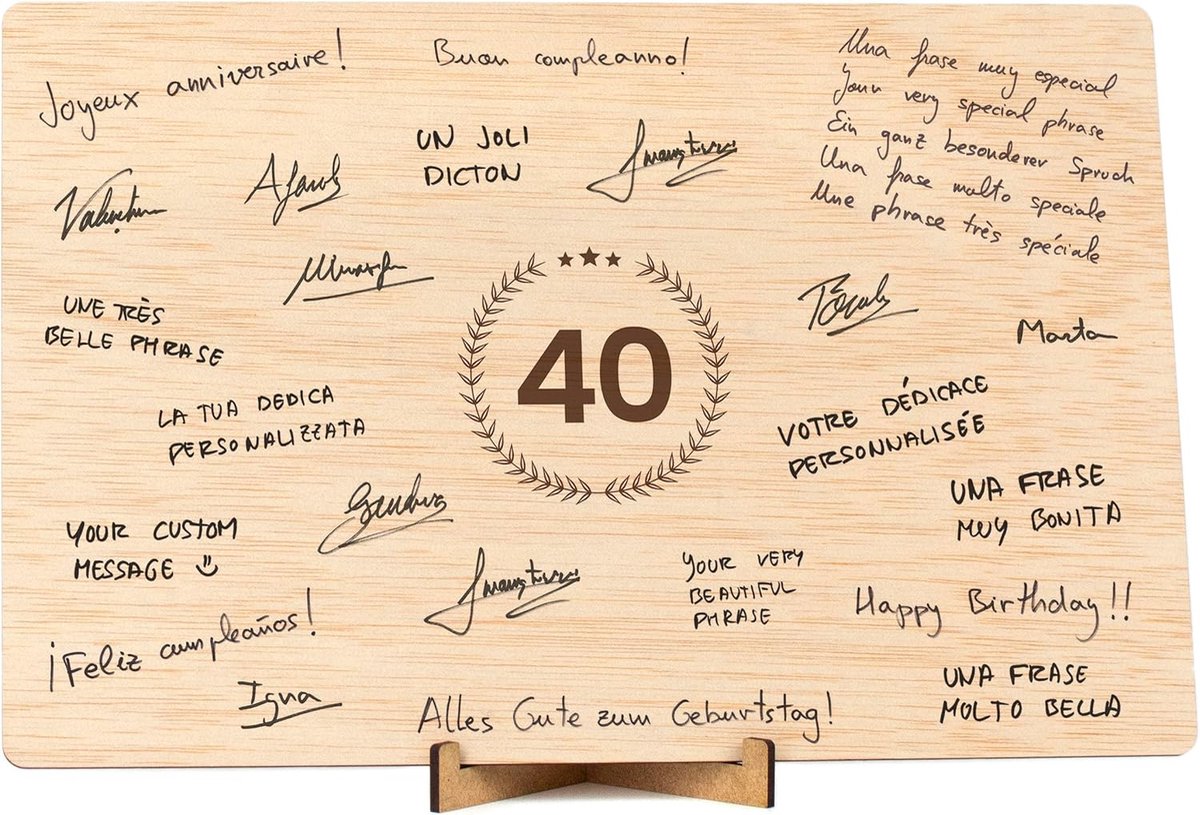 40e verjaardagskaart dames of heren. 40e verjaardagscadeau houten badgekaart voor zoon dochter dames heren cadeau 40e huwelijksverjaardagskaart cadeau voor koppel man en vrouw (40)