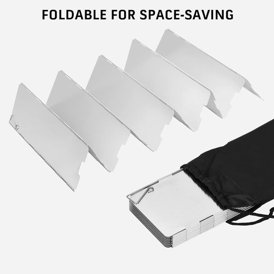 16 platen Camping gasfornuis windscherm aluminium windbescherming opvouwbaar voor barbecue grill of kooktoestel campingfornuis windscherm - Voorruit voor campingfornuis, windbescherming, opvouwbaar, voor outdoor ovens, gasfornuizen — afbeelding 5