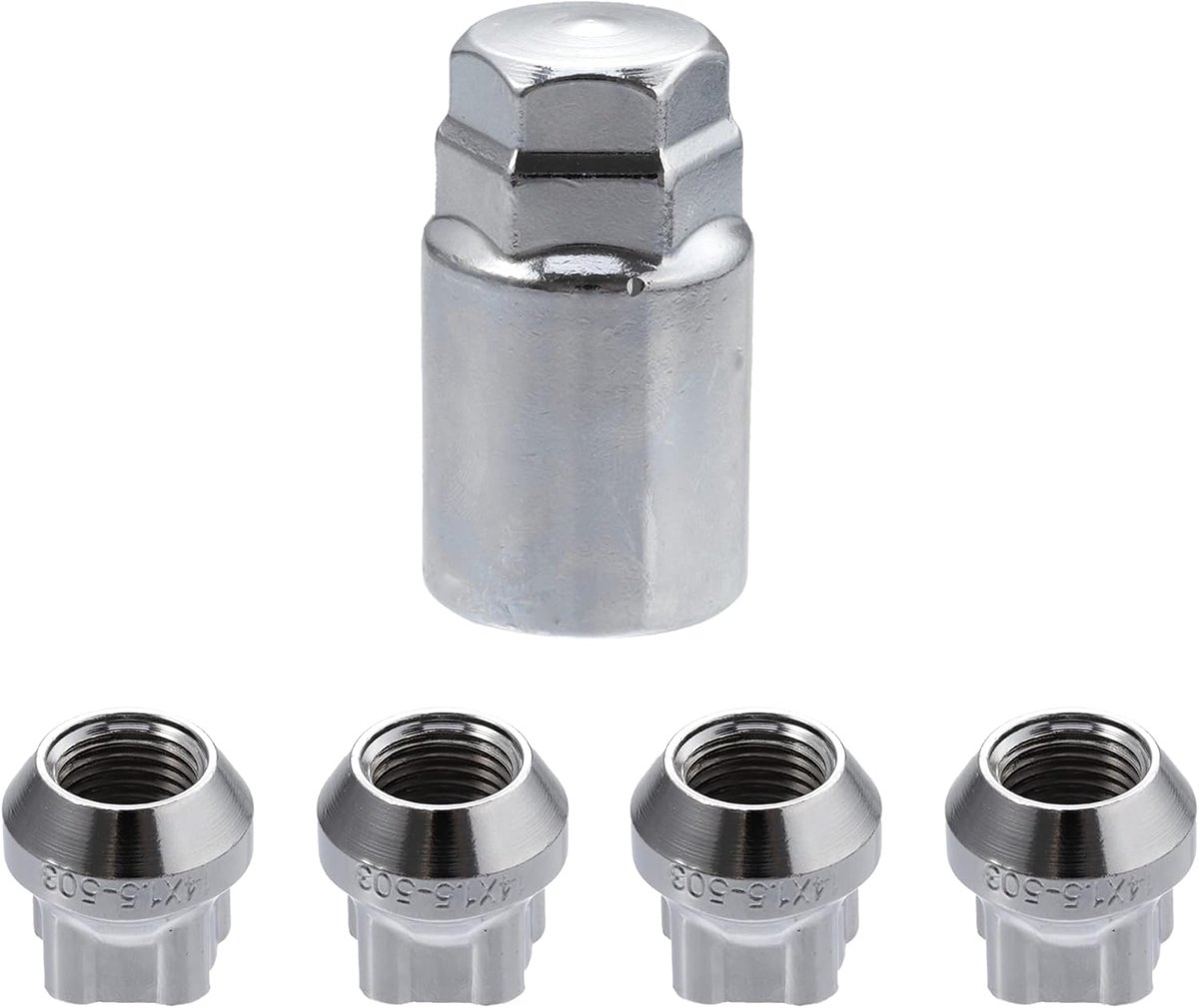 AUTOHAUX Auto wielslot wielmoeren set M14x1,5 voor Tesla Model 3 zilver tint