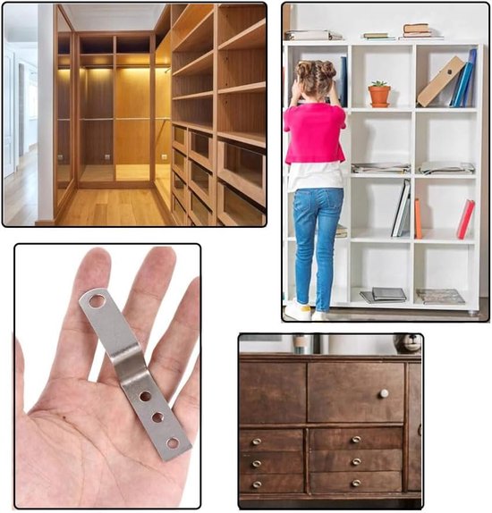 4 stuks Z-vormige beugels, rechte hoek beugels voor fotolijsten, bevestigingen voor meubelplanken, huis, schuur, poort - 25 mm — afbeelding 5