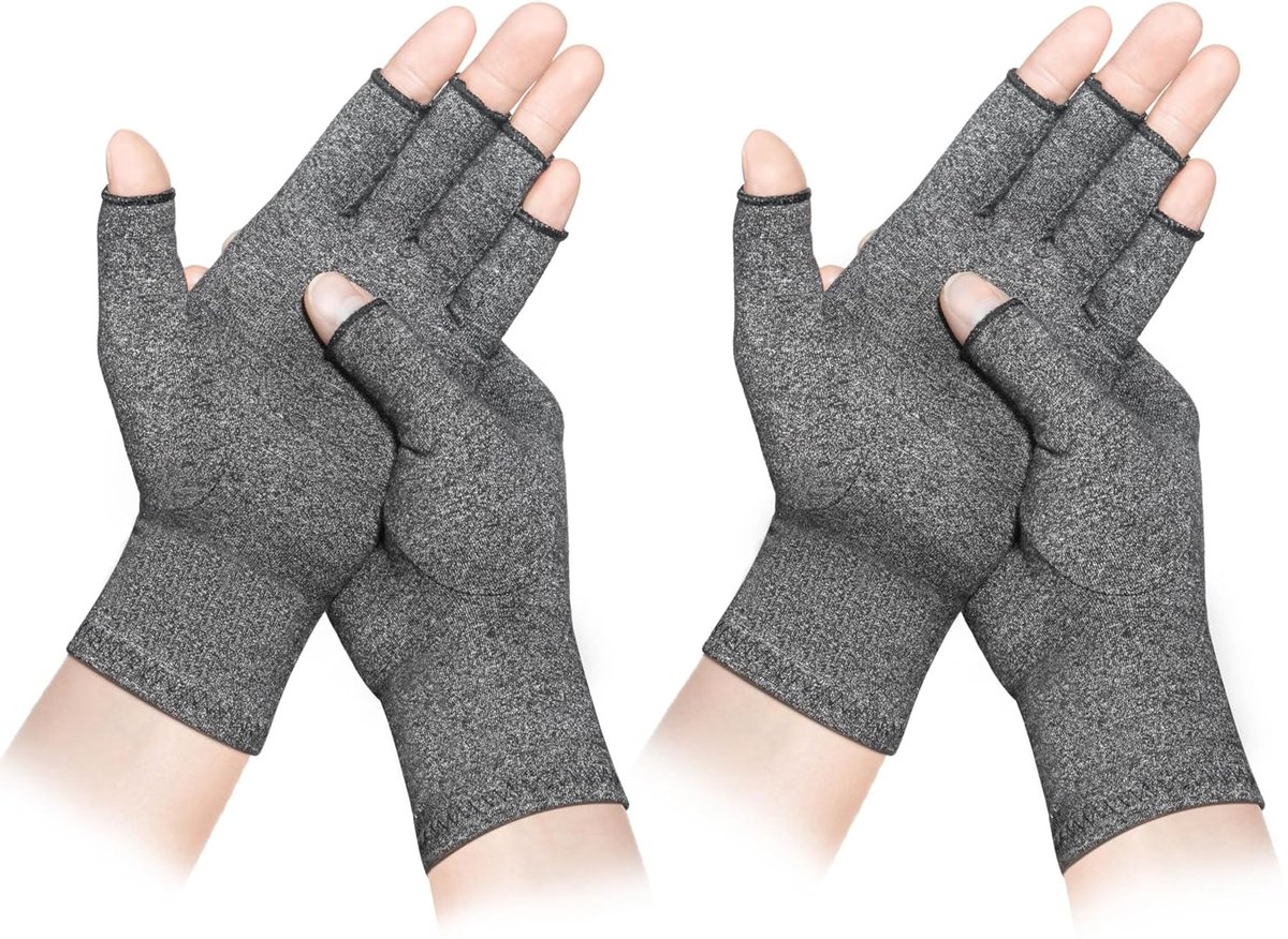 2 paar artritishandschoenen, compressiehandschoenen, bieden warmte en compressie om genezing te bevorderen, vingerloos ontwerp, verlichten pijn van reumatoïde artritis en carpaal tunnelsyndroom,