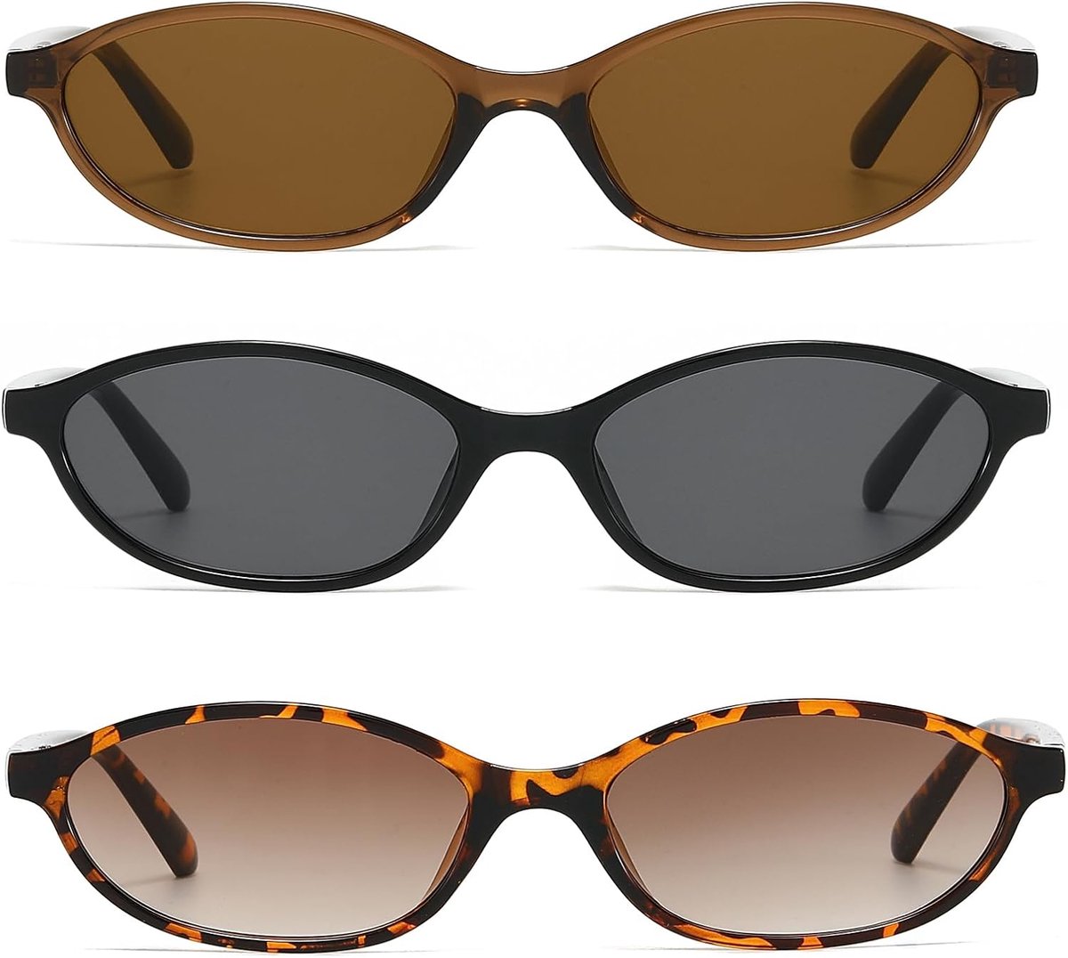 Ovale retro zonnebril voor dames, kleine kattenoog, vintage zonnebril, jaren 90, modieus, chic, smal montuur, UV400-bescherming