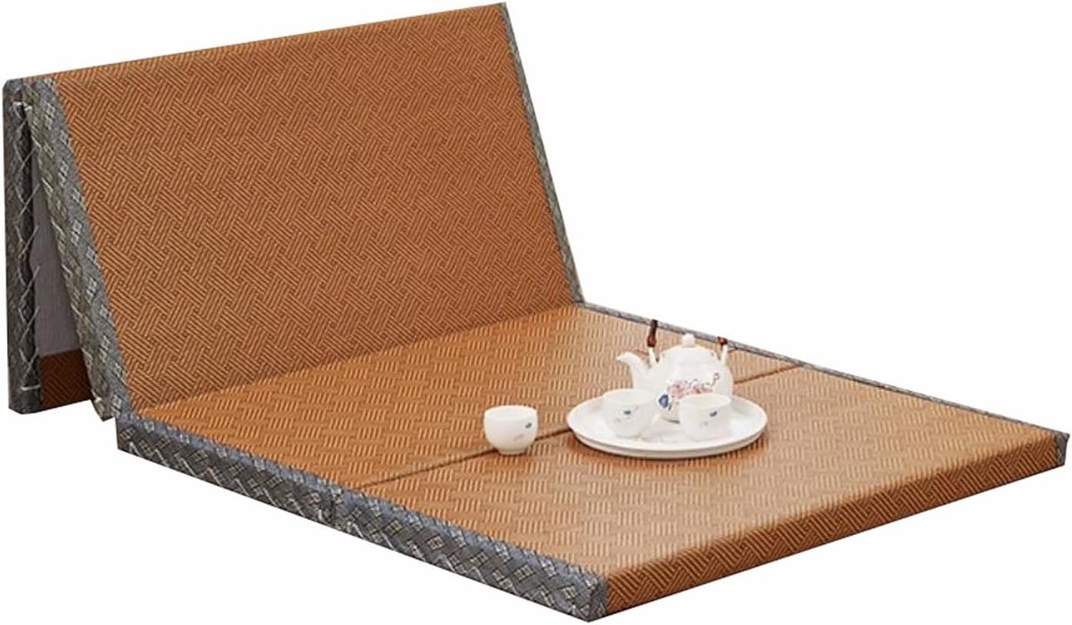 tatami-mat, opvouwbaar, opvouwbare futonmat, bruin, Tatarmi grasmat, opvouwbare bedmat, ideaal voor meditatie, yoga, zen kamer, Japanse theehuis (90 x 200 cm)