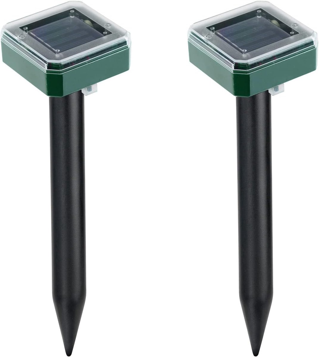 2 stuks zonnemollenafweer, ultrasonische mollenverjager op zonne-energie, waterdicht, met IP65, woelmuisverjager voor de tuin