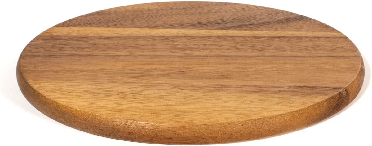 Snijplank van donker hout, rond, 23 cm, bruin