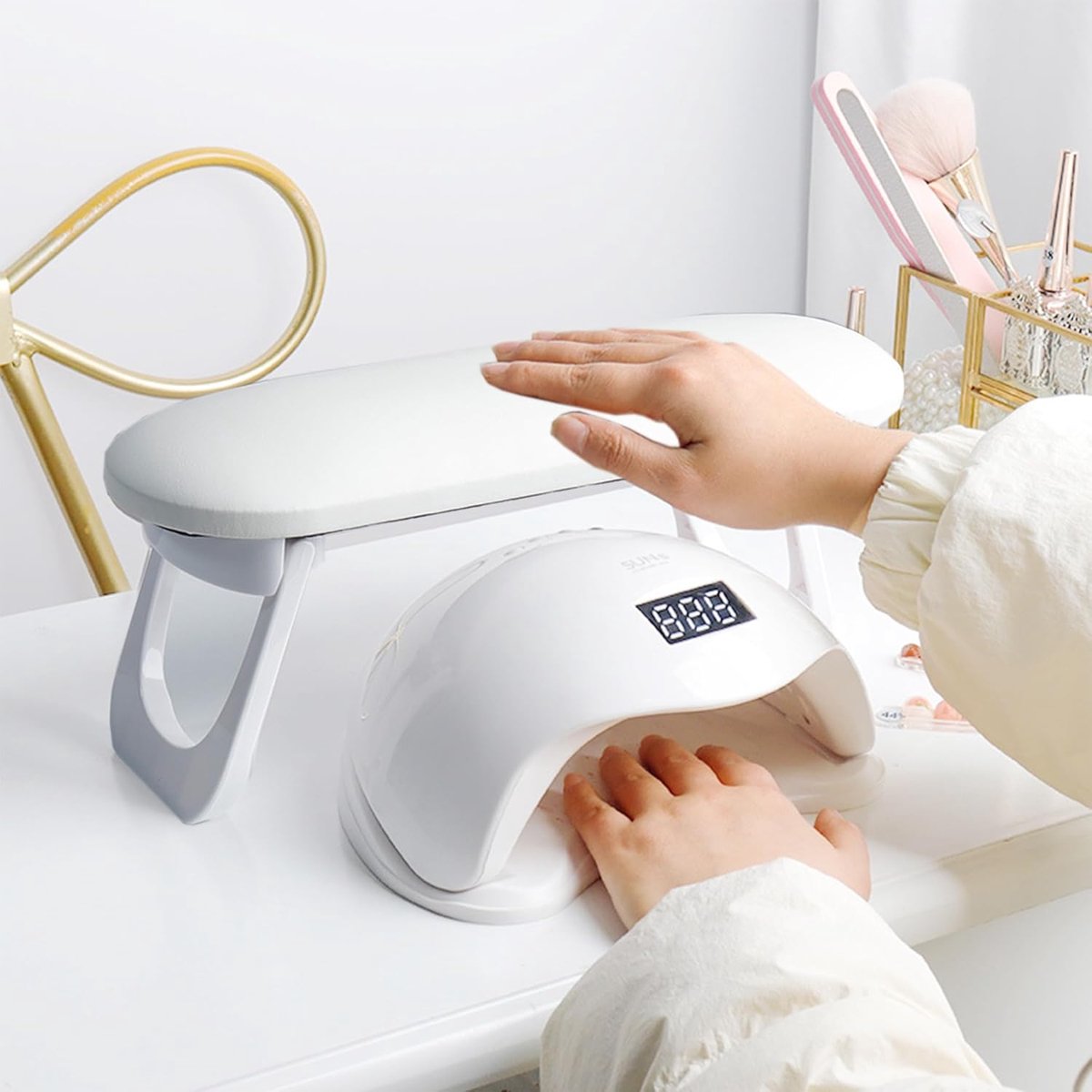 Handsteun voor manicure, handsteun voor vingernagels, microvezel-leer, manicure armleuning, manicure, klein kleedje, nagelaccessoires voor manicure