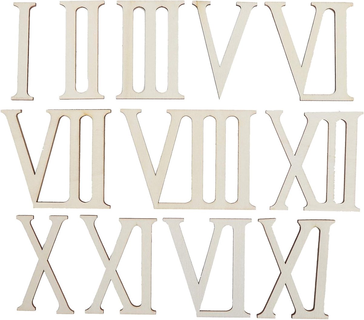 12Pcs Houten Romeinse Nummers 2.8 "Onvoltooide Hout Cijfers Voor DIY Woondecoratie Handgemaakte Schilderen Bruiloft Accessoires Klok