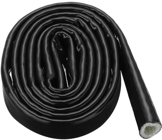 0,5 inch (3,3 ft) band glasvezel siliconen gecoat brandbeschermingsmantel thermisch afgeschermd, voor autoslangen, elektrische kabels, zwart — afbeelding 2