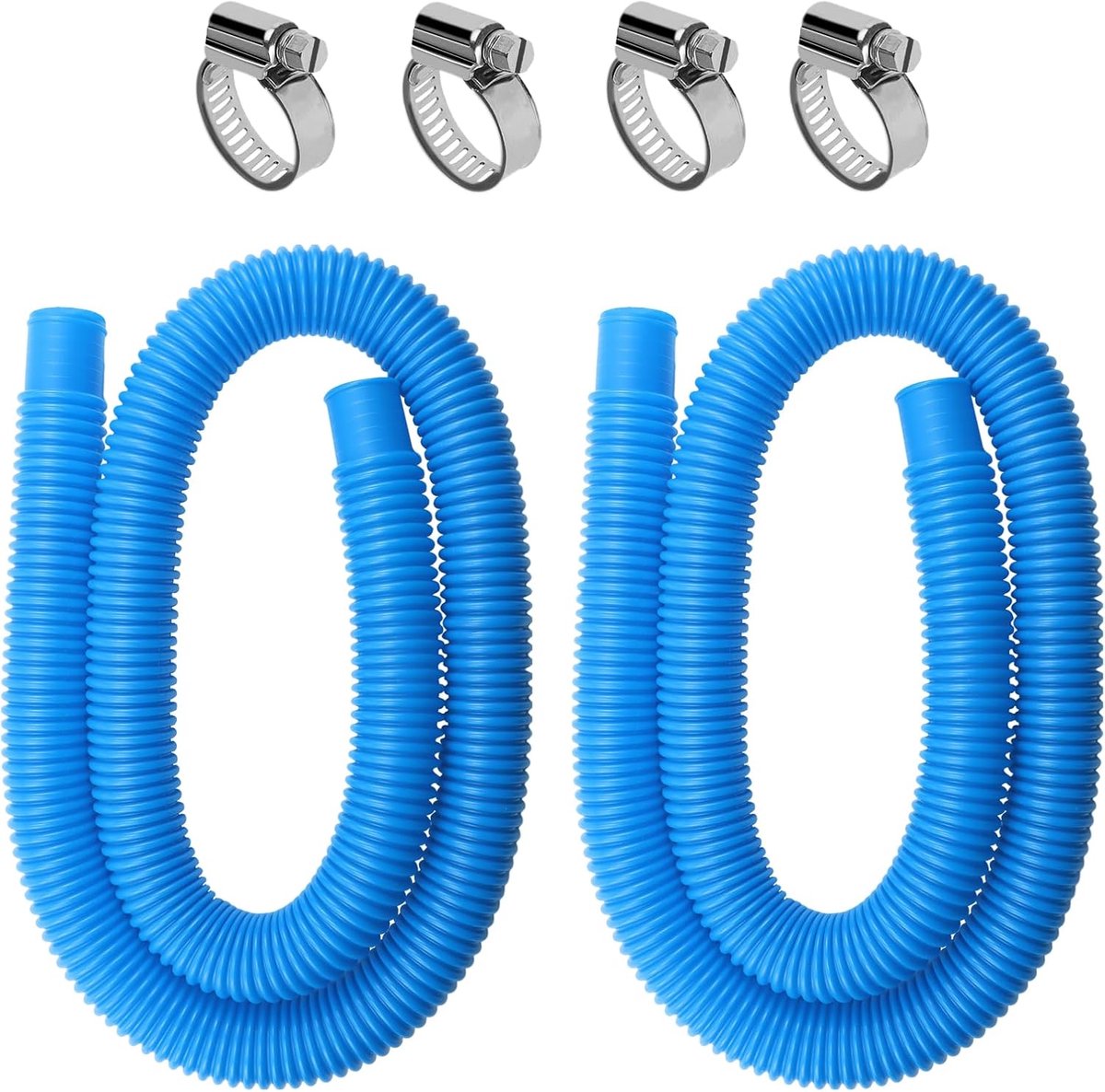 2-Stuks Zwembadslang 32 mm Diameter, voor Opzetzwembaden | Accessoire Vervangende Slang voor Zwembadpomp 150 x 3,2 cm Vervangende Slang voor Filter (Blauw)