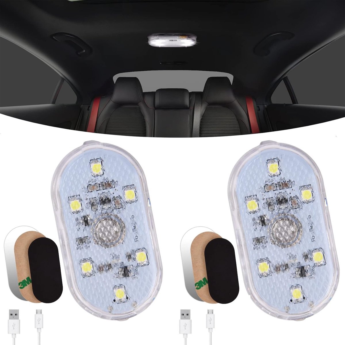 Interieurverlichting, 2 Stuks 150mAh LED Met Aan/Uit USB Sensorlicht Aanraakschakelaar Oplaadbaar Voor RV Bus Caravan Boot Keuken Badkamer (6 LED)