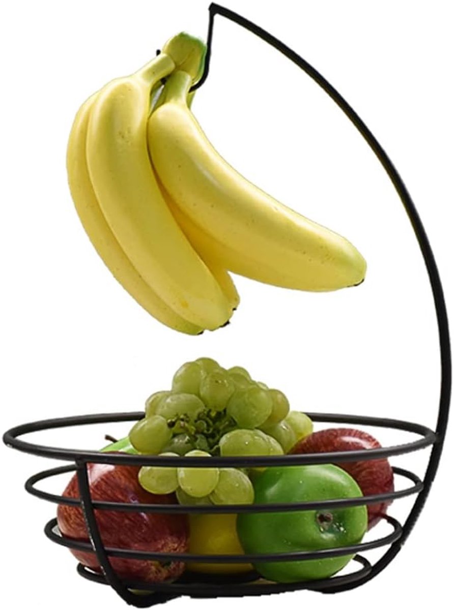 Fruit Mand Fruitschaal Draad fruitmand met bananenhanger, fruitkom met banaanhaak for aanrecht opslag, banaanhouder met fruitopslag Decoratieve Fruitmand (Color : Blu)