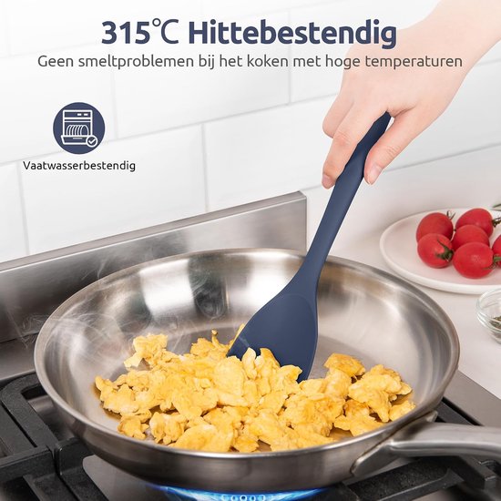 Siliconen Spatel Lepel 315℃ Hittebestendige Kooklepel (Blauw) - Anti-aanbak Keuken Schraper met Schepvorm en Flexibele Rand voor Schrapen Roeren Vouwen Omkeren Serveren — afbeelding 2