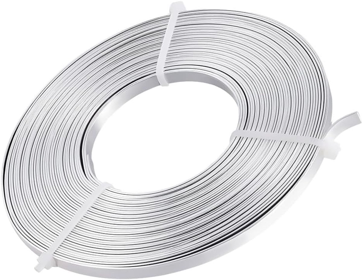 10 m (33FT) 5mm Brede Zilveren Aluminium Platte Draad Geanodiseerd Platte Draad Voor Sieraden Craft Kralen Maken, 10m/Roll