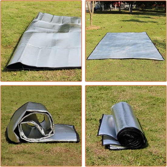 Opvouwbare aluminium isolatiemat, 100 x 200 cm, camping, waterdicht, thermomat, anti-vocht, ultralicht, warmte-isolerende yogamat, sport — afbeelding 3