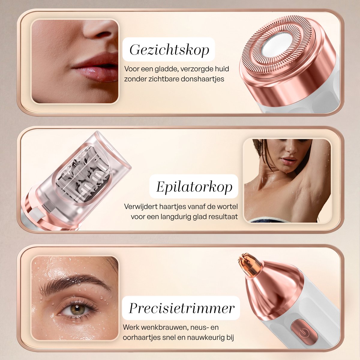 Sansbeauté 3 in 1 Epilator voor Vrouwen PocketPRO met Travel Bag - Wit thumbnail 2