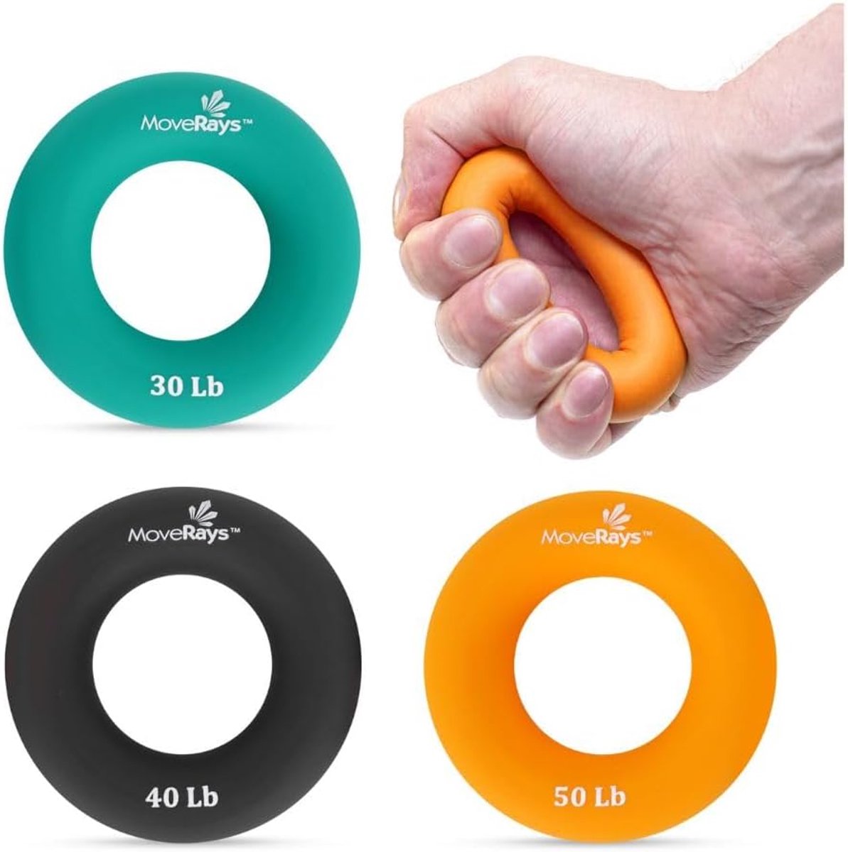 SnelShoppen - Handversterker, Oefenapparaat voor Onderarm en Vingers - Spiertrainer voor Sport, Klimmen, Fitness - Ergonomisch, 3 Weerstandslevels, Si