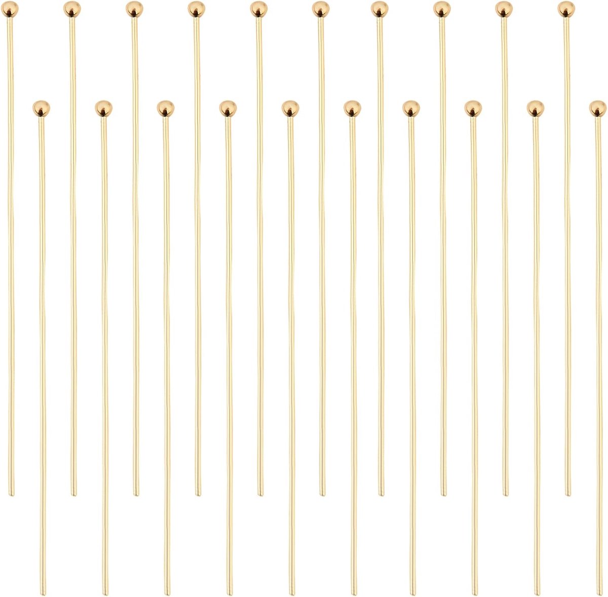 100 Stks/doos Bal Hoofd Pins 18K Vergulde Messing Ball Eye Pins 50mm Sieraden Maken Bevindingen voor Charm Kralen DIY Making, Hoofd: 2mm
