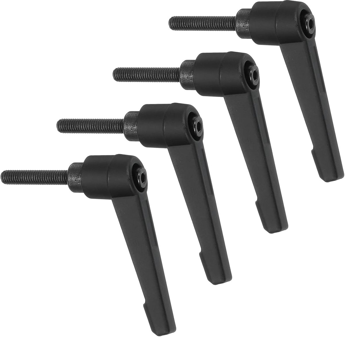 Handgrepen, 4 stuks, M5 x 25 mm, verstelbare handgrepen, mannelijke schroefdraad, knop, ratel, snelspanner, vergrendeling, draaibouten voor draaibanken, zwart