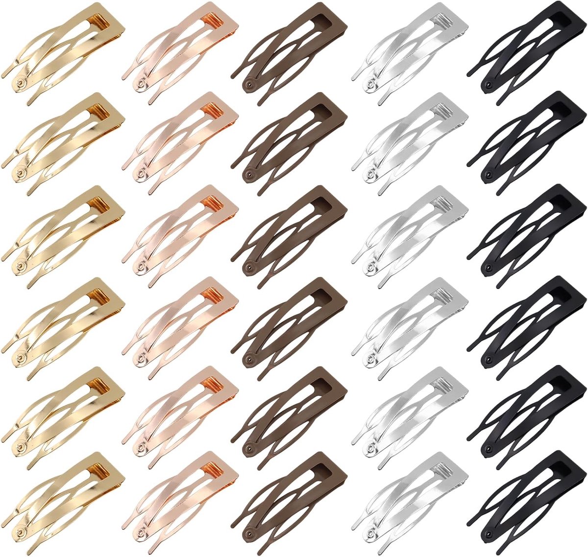 Haarspelden voor dames, dubbele handgreep, metalen snap-haarclip voor haarproductie (zwart, zilver, bruin, roségoud, KC-goud)