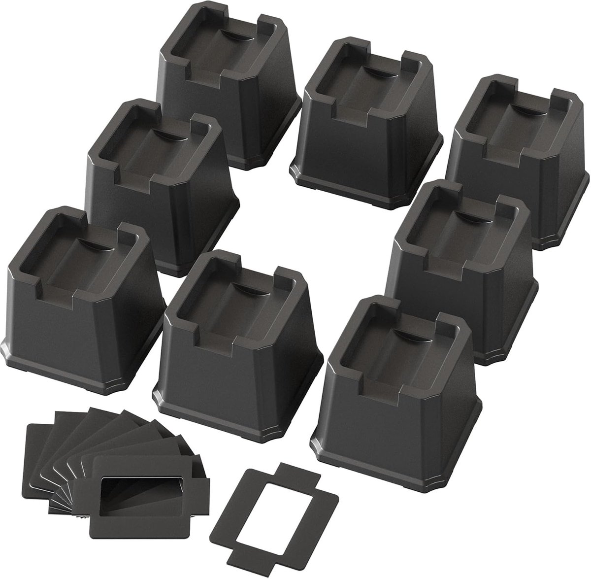 Bedverhogers 3 inch Heavy Duty Meubelverhogers voor wielen van banken, stoelverhogers, bankverhogers, tafelverhogers, set van 8, zwart