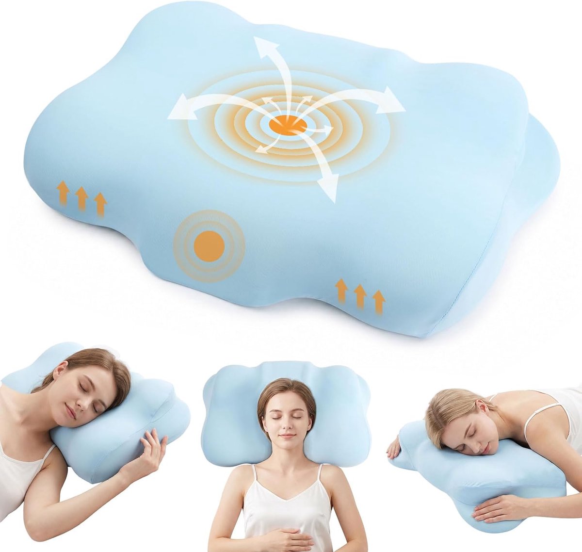 SnelShoppen - Ecofocet Zijslaapkussen, Nekkussen, Neksteunkussen, Orthopedisch Kussen, Ergonomisch Hoofdkussen, Traagschuimkussen met 3D-Neksteun en V