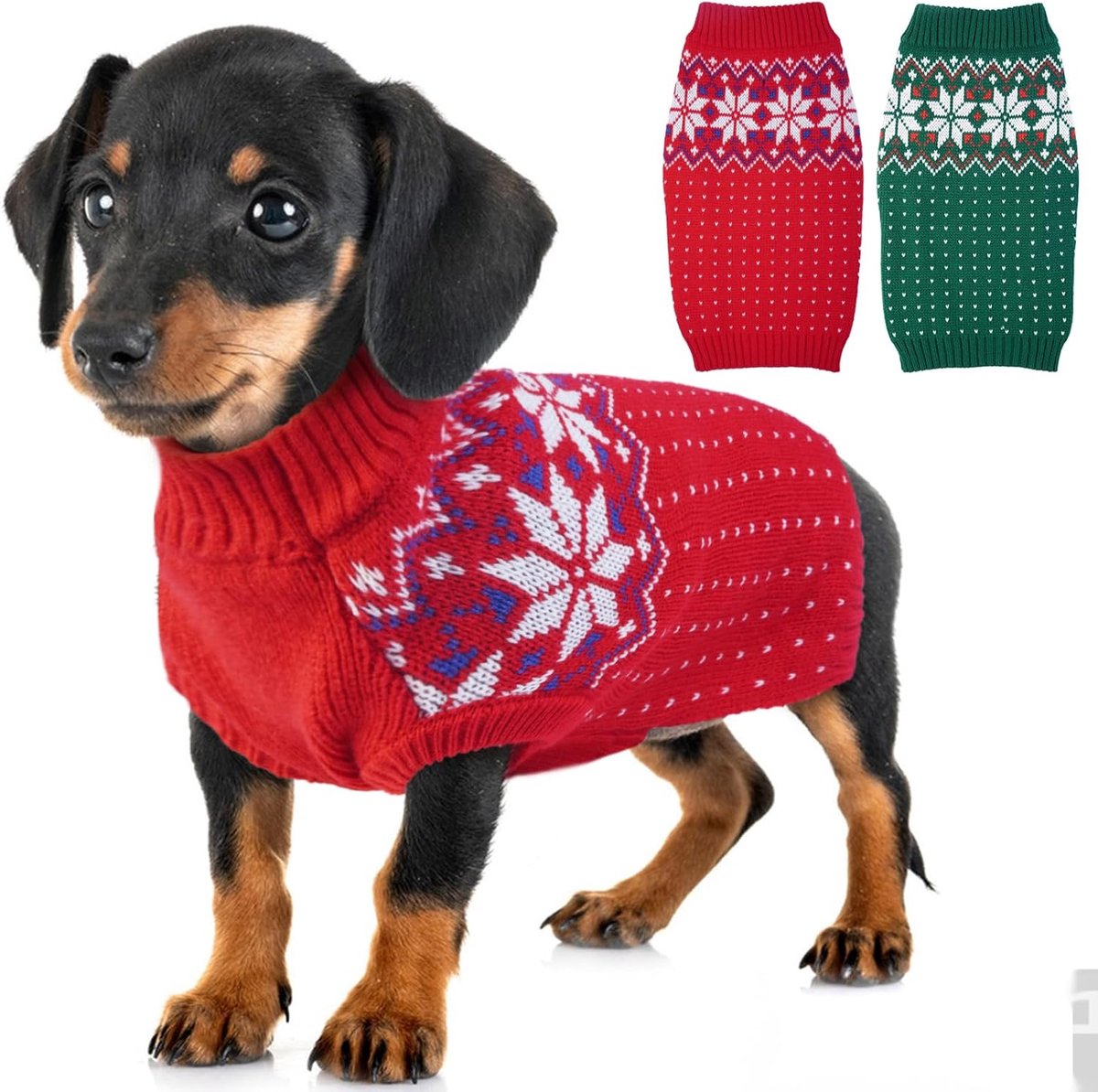 warme trui, huisdier winterjas, hond rolkraagpullover, geschikt voor kleine en middelgrote honden en katten (S, rood)