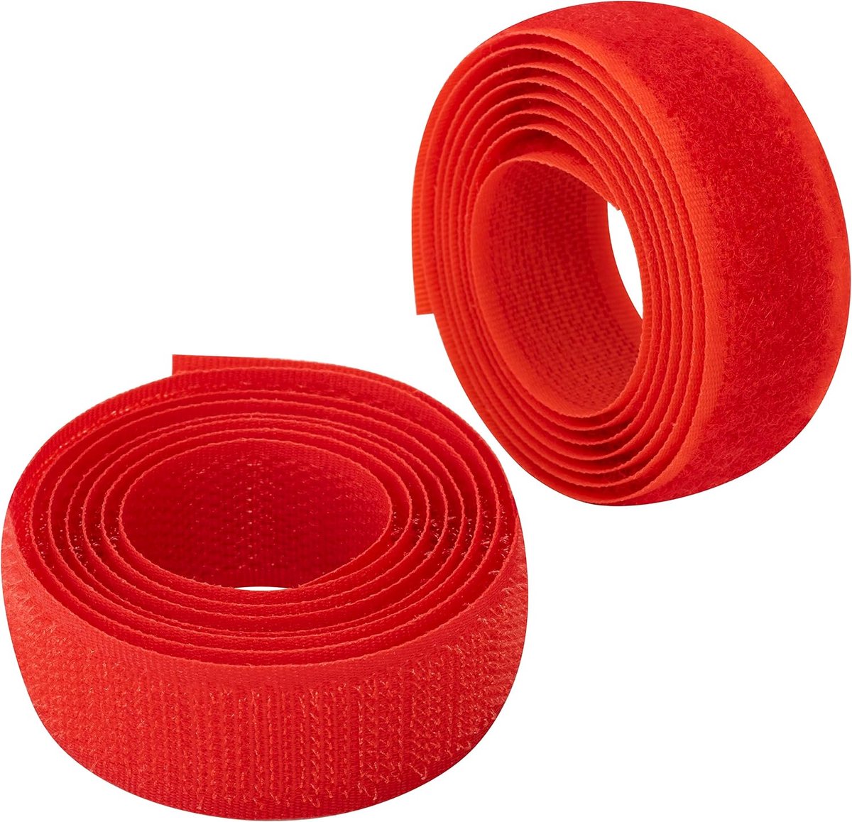 C65912 Krabband/rol, 20 mm, 1 m, zelfgrijpend, organizer/kabelbinders, koord, zak, kleding, riem, kleur: rood, van polyamide en polyester