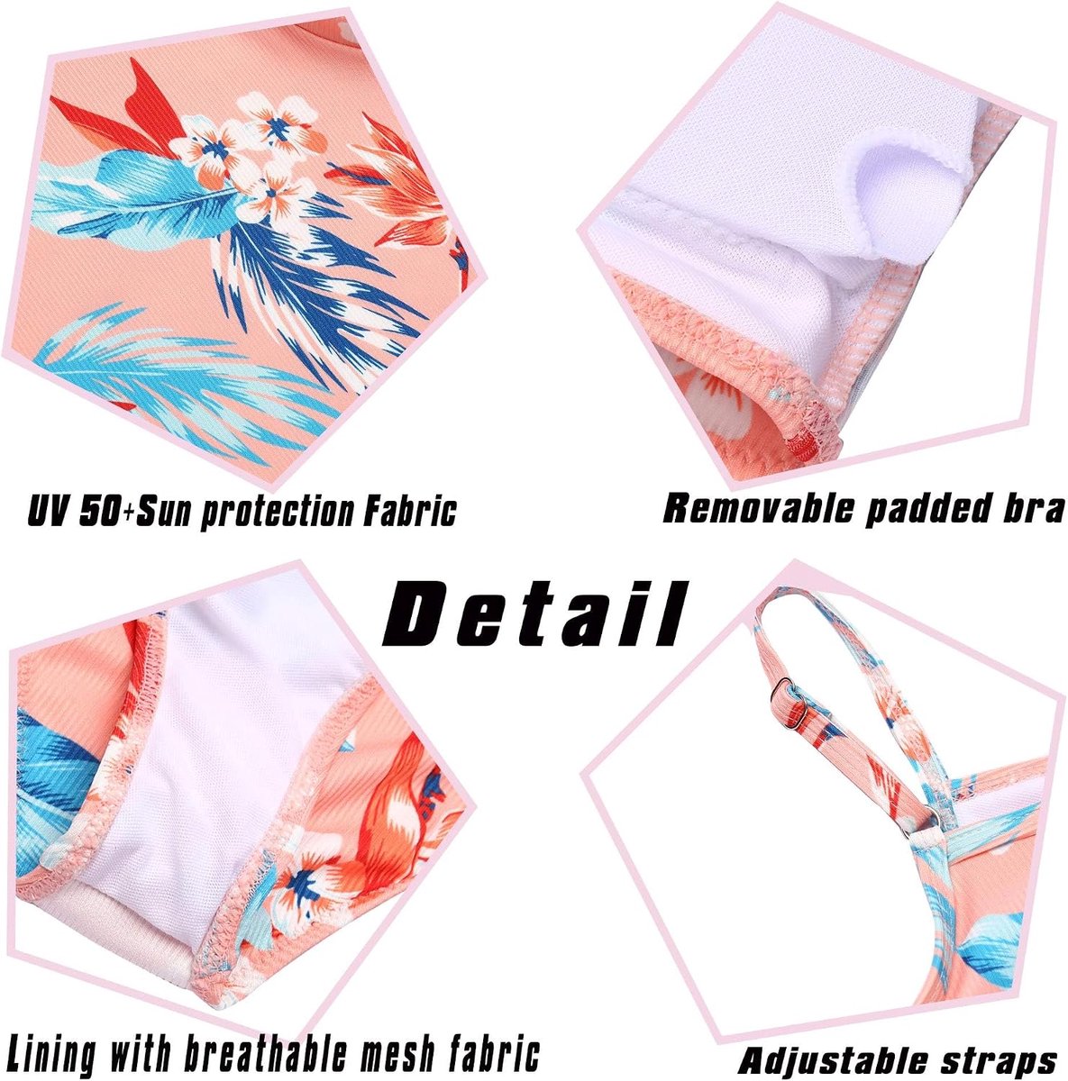 Bikini's voor meisjes, 3-delig, zomer, badpak, tankini voor kinderen, met rok, bloemenprint, badmode, bikini's voor meisjes van 5-14 jaar
