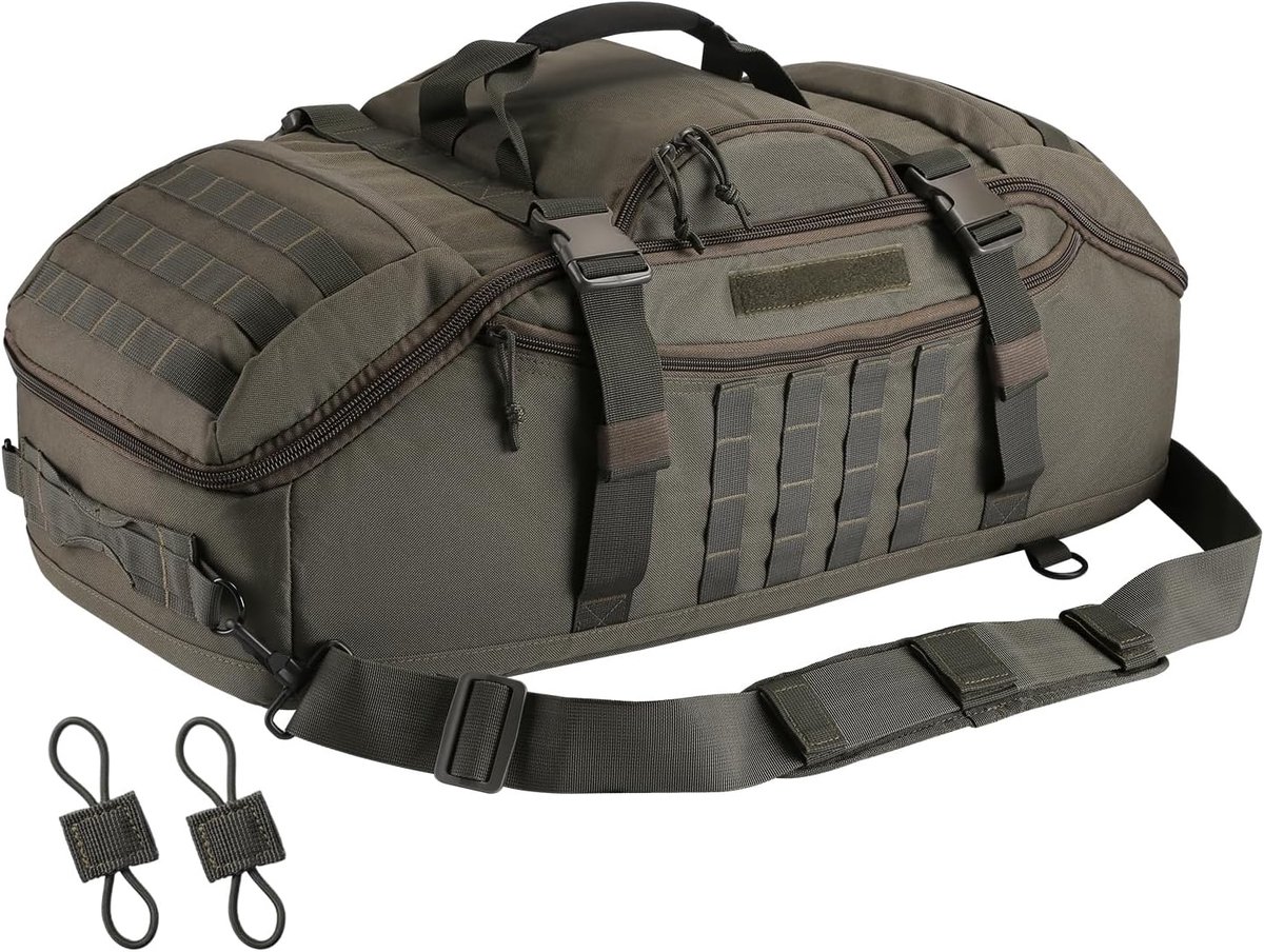 Tactical Grote plunjezak, 3-in-1 tactische rugzak MOLLE Pack voor sport, sportschool, outdoor, zwart, Olijfgroen, 65L