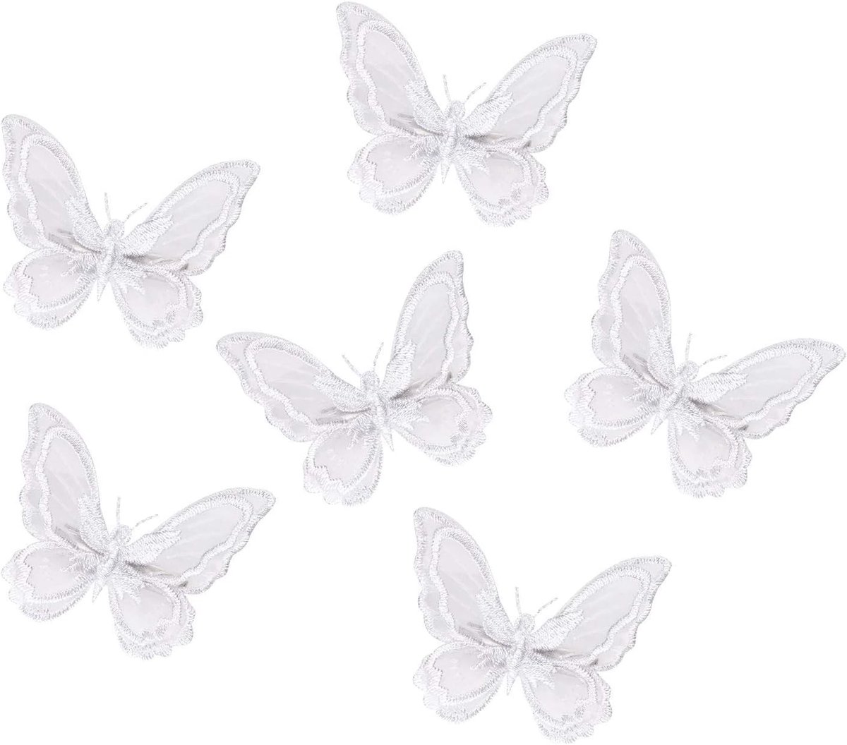vlinder, haarspeld, vlinder, 6 stuks, mini-haarspelden, clip voor dames en meisjes, feestdecoratie (wit)