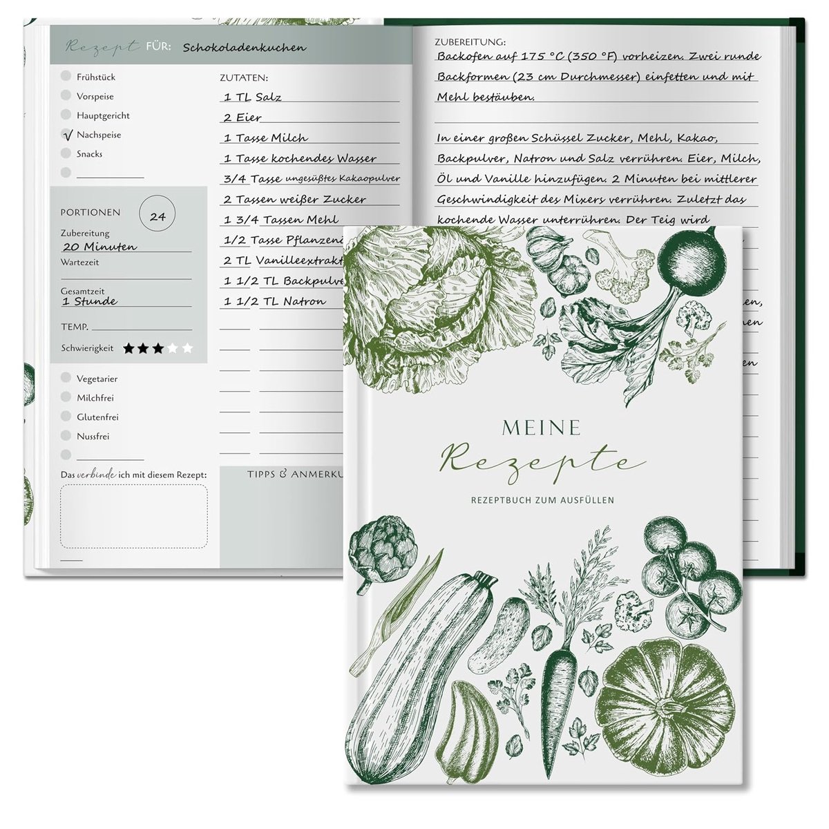 Receptenboek om zelf te schrijven, A5, Kookboek zelf schrijven, Receptenboek voor 100 favoriete recepten, Kookboek om zelf in te schrijven, Kookboek Receptenboek, Receptenboek om in te vullen