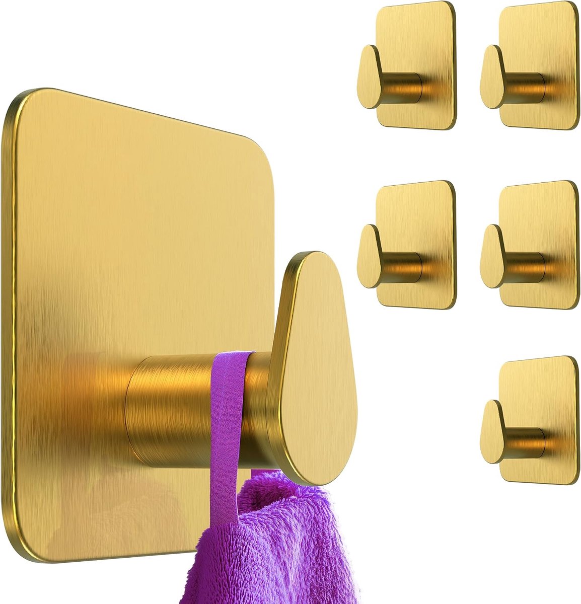 Zelfklevende haken zonder boren ovaal - 6 stuks gouden