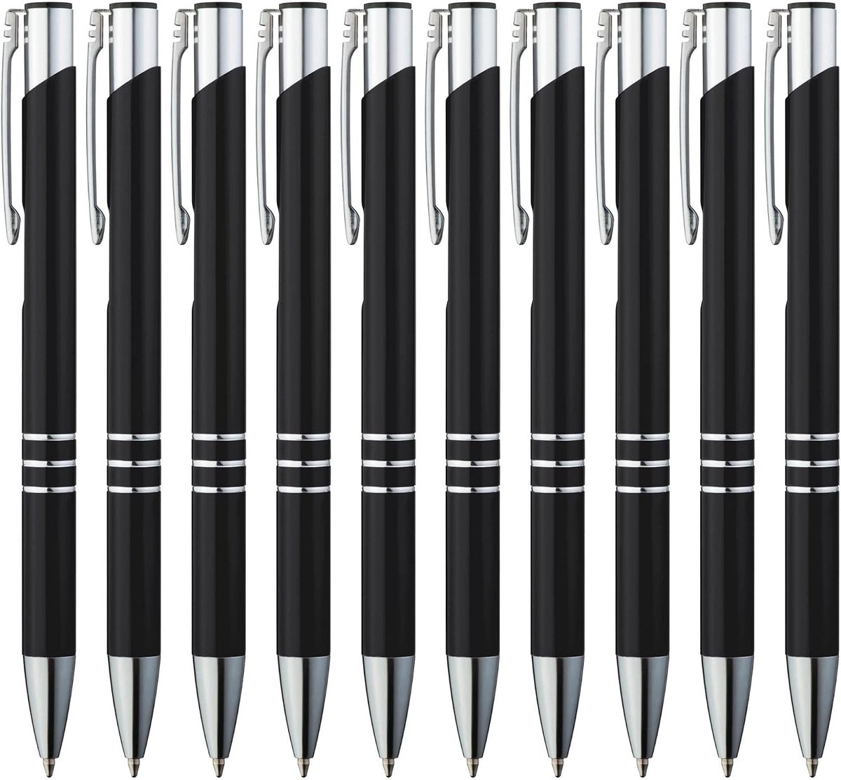 balpen, 50 stuks, premium balpenset, hoogwaardig, pen voor makkelijk en zacht schrijven, blauwschrijvende balpen, zwart, als optische blikvanger