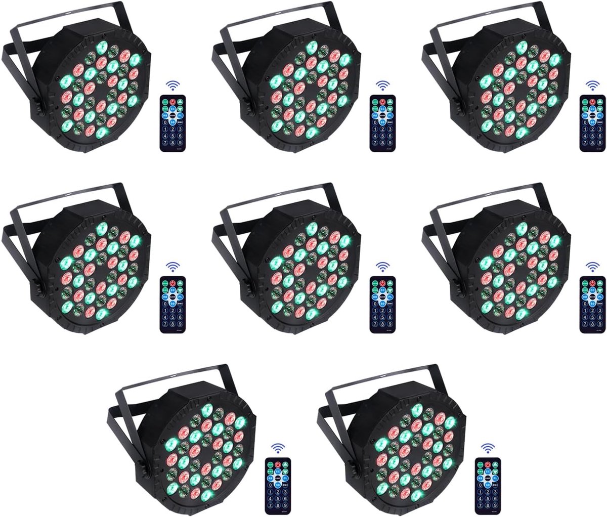 8 Stuks LED Par Spotlight 36 LED Disco Licht RGB DMX512 Met Afstandsbediening, Podium 7 Lichtmodi DJ Voor Party Bar Stage Festival Show