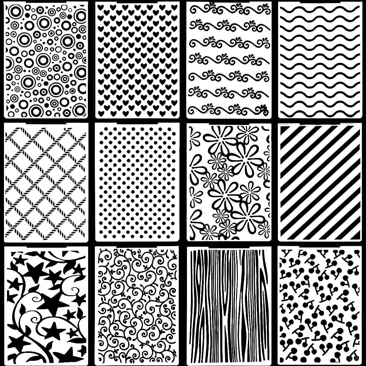 12 Stuks Embossing Template Plastic Embossing Folder Transparante Embossing Folder Wasbaar Embossing Folder voor Kaart het Maken van Fotoalbum Scrapbooking Decoratie, Gras en Hout (Stijl 3)