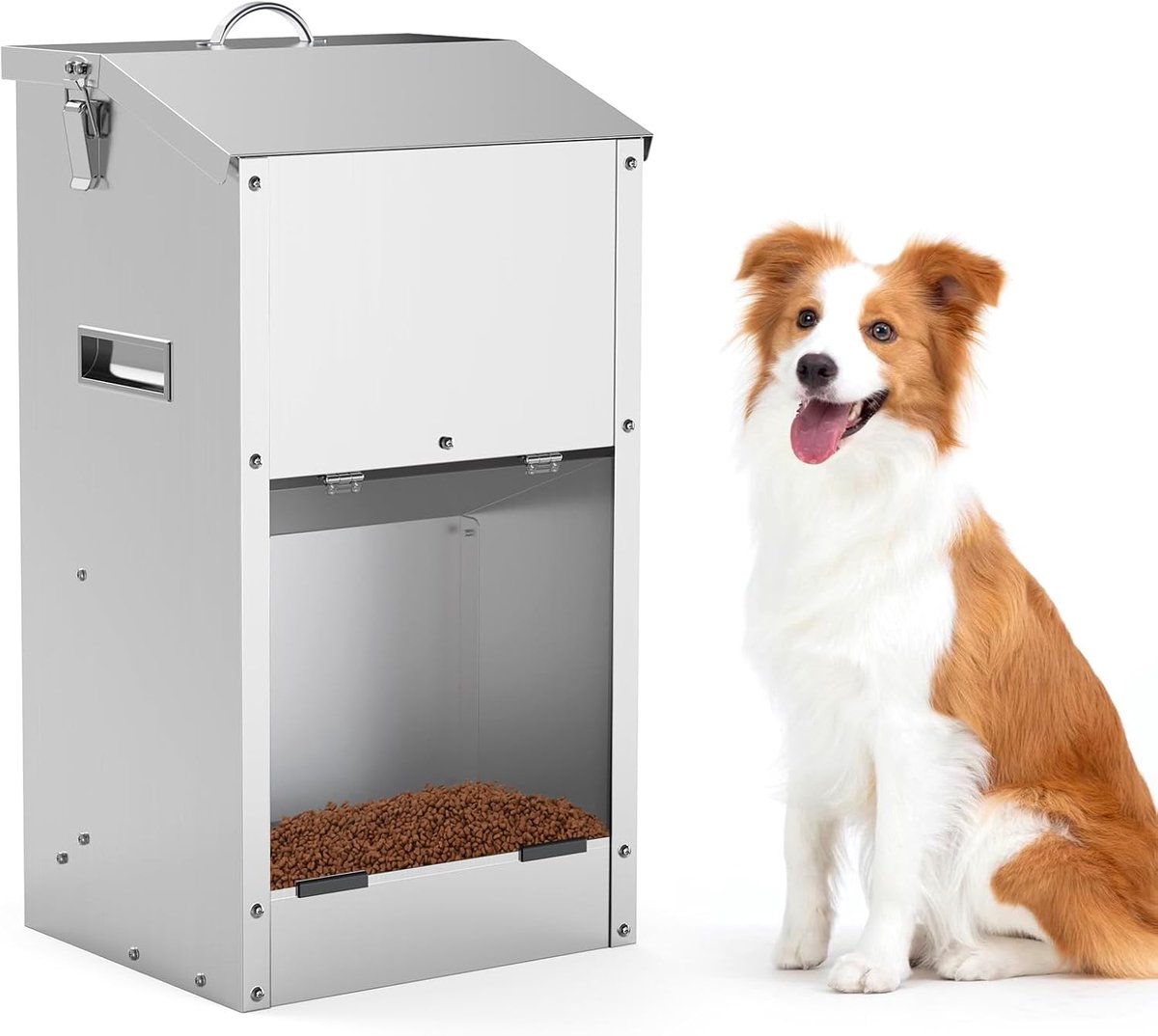 hondenvoeding, 11 kg, grote capaciteit, roestvrij staal, voor buiten en binnen, zwaartekracht, hondenvoer, automatische voeding, trog voor grote honden