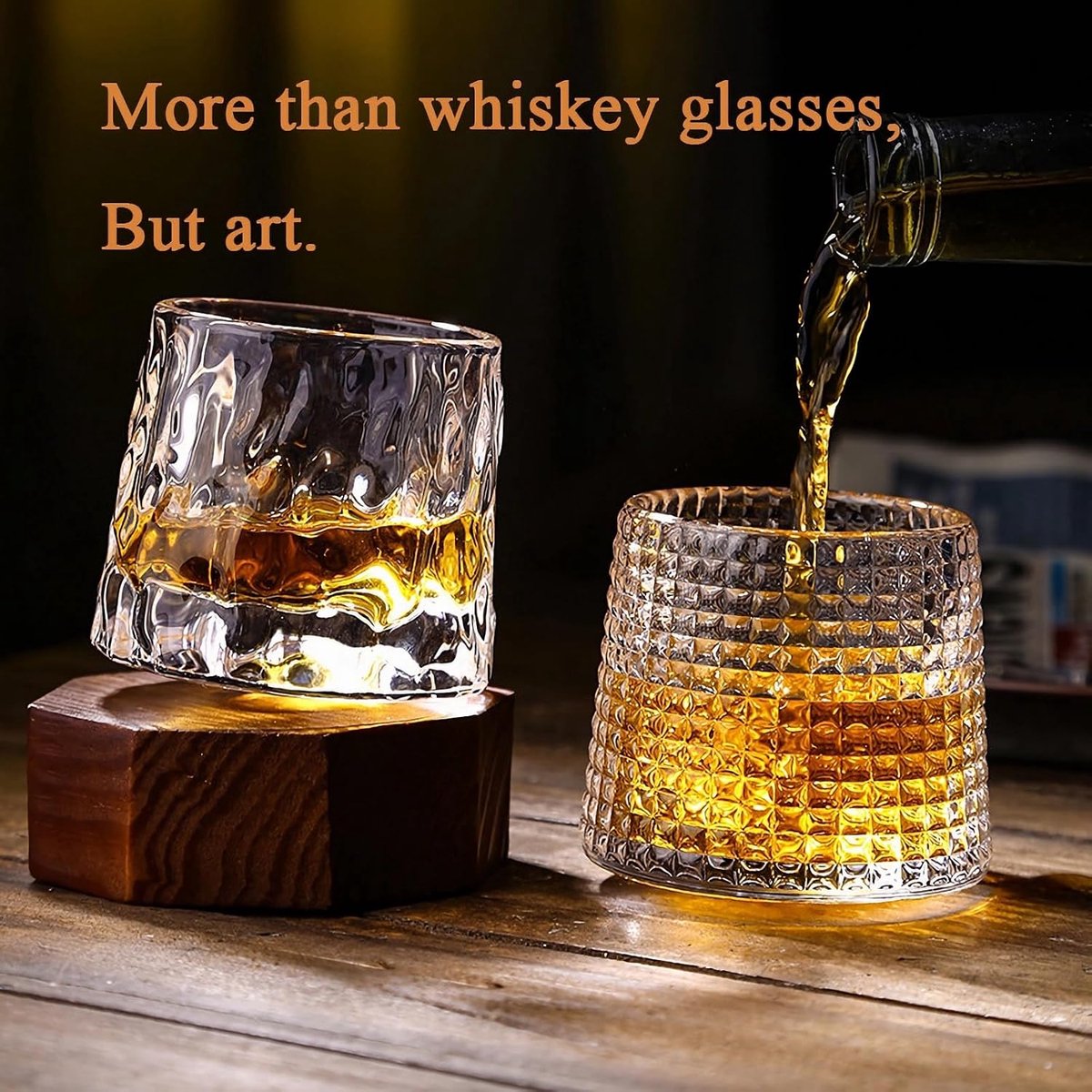 Ouderwetse glazen, set van 2 whiskyglazen, 160 ml, old fashioned, handgeblazen kristal, loodvrije whiskybeker voor scotch, bourbon, cognac en cocktails, cadeau voor mannen, rooster