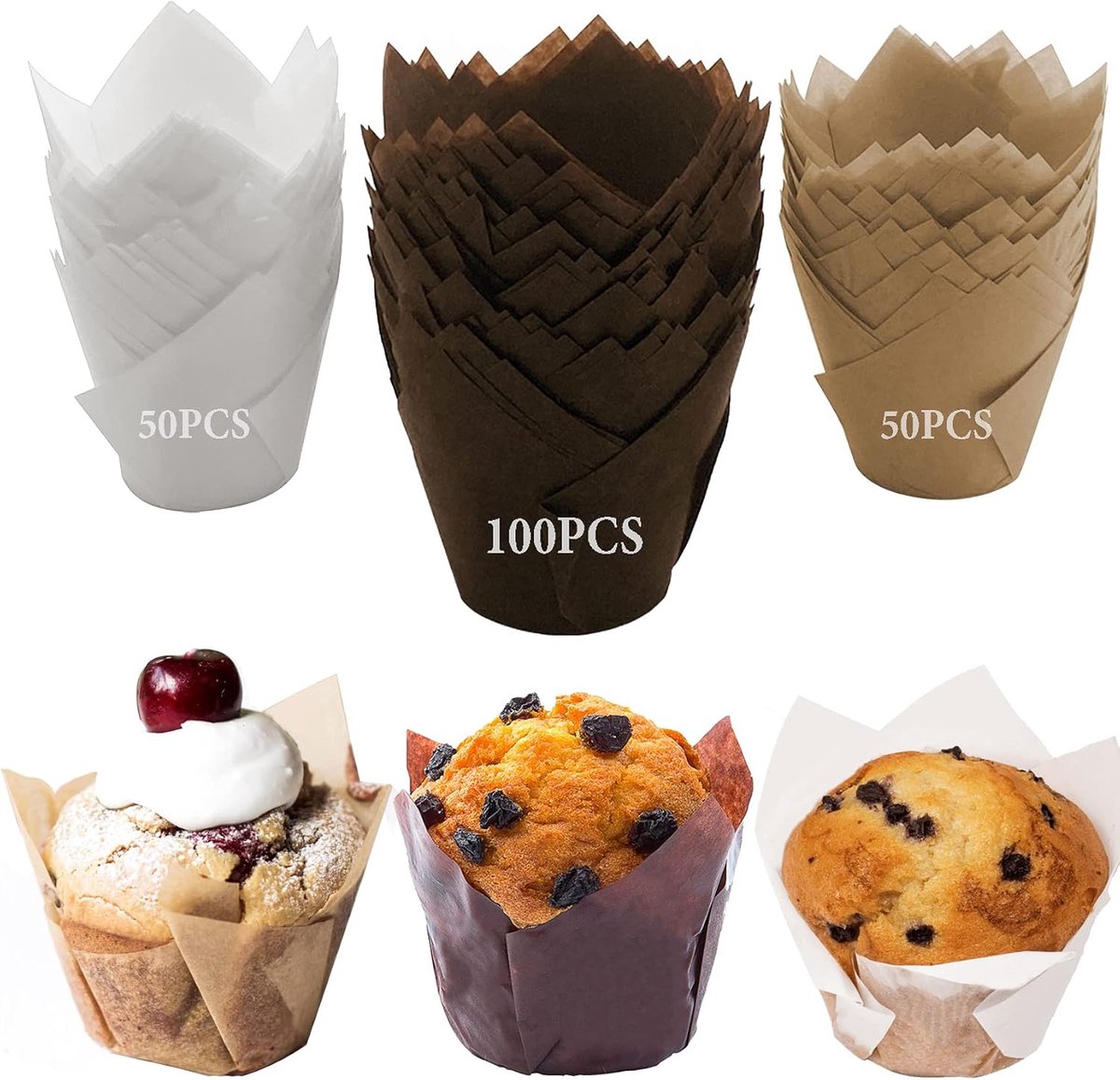 200 stuks papieren muffinvormpjes, voor bruiloft, verjaardag, feest (200 stuks)