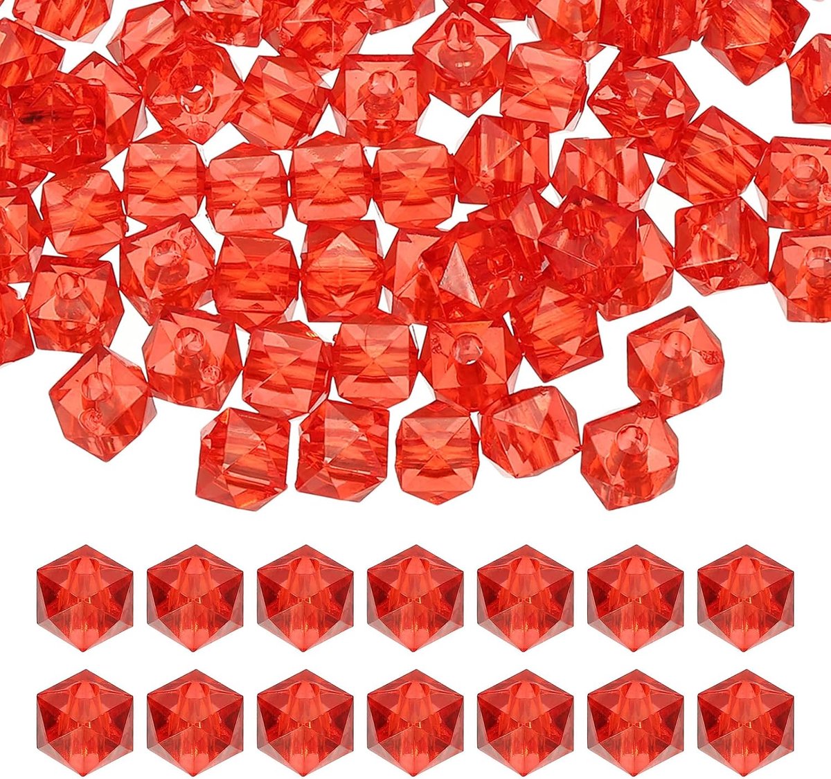 Kralen, 200 stuks vierkante diamanten kralen, losse afstandskralen voor sieraden maken, armband, ketting, oorbellen, windgong ambacht, rood