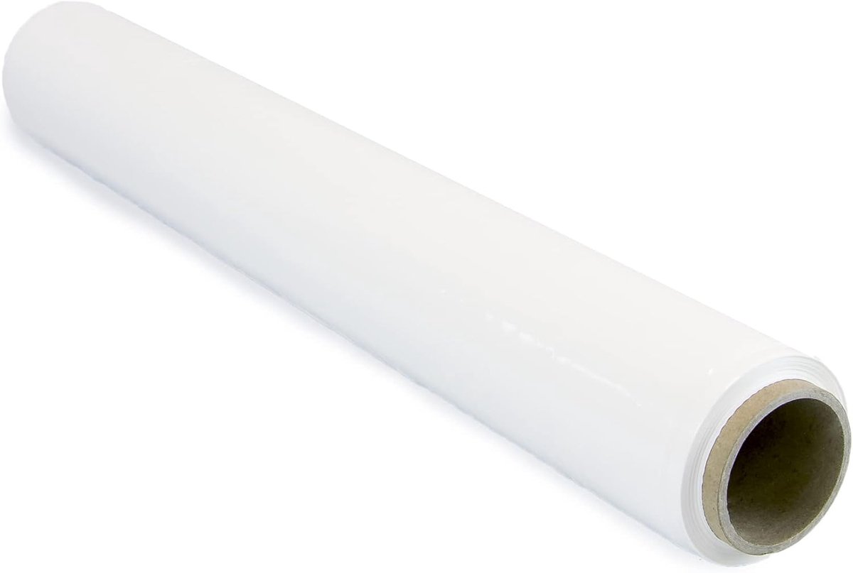 Folie voor het verpakken van 50 cm breed en rekbaar tot 300 meter lengte, elastische folierol voor industriële verpakkingen (wit, 1)