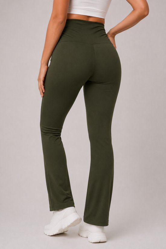 SparkNine Zenstretch zwangerschapslegging - flare broek met steekzakken - S - groen - zachte stof - rekbaar & stijlvol - praktisch - maternity van Merkloos — afbeelding 3