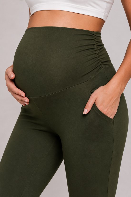 SparkNine Zenstretch zwangerschapslegging - flare broek met steekzakken - S - groen - zachte stof - rekbaar & stijlvol - praktisch - maternity van Merkloos — afbeelding 5