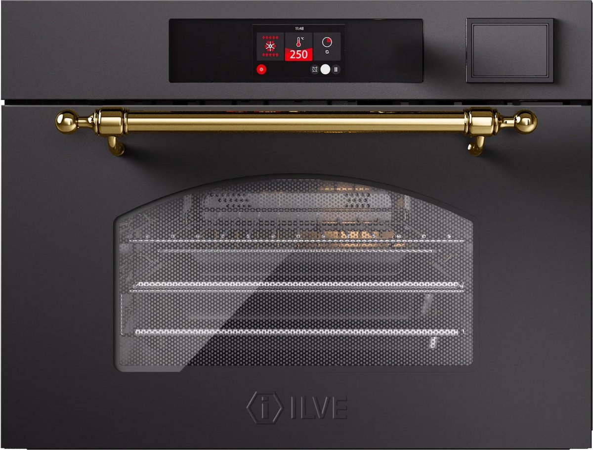ILVE Compact 45cm 3 in 1 oven/stoom/mag Nost. Mat Garfiet Messing - Inbouw