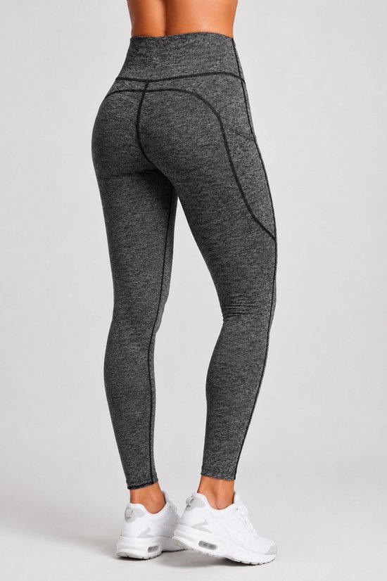 SparkNine Pacepocket dames sportlegging - met handige zakken - XS - hennep grijs - hoge taille - elastisch - squatproof - niet doorschijnend — afbeelding 3